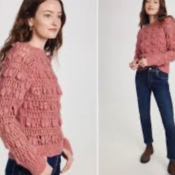 AMO Baby Alpaca Merino Wool Blend ‘JANE” Raglan Crochet Pullover Sweater M NWT - Picture 11 of 12